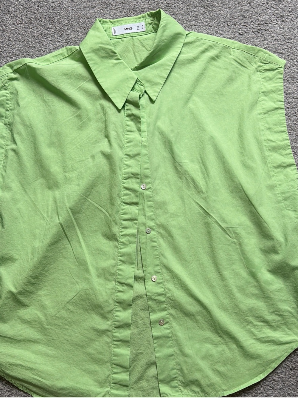 Mango Men’s Bright Lime Green Casual Button-Down Shirt